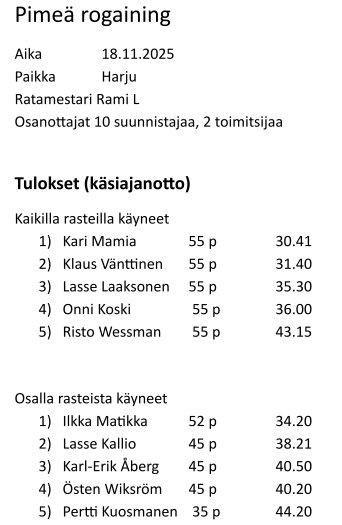 tulokset
